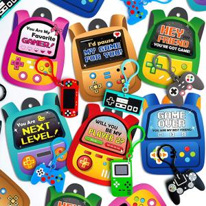 Valentines Day Cards for Kids School - 30 Pack Video Game Keychain Valentines for Kids, Gamer Valentine, And Valentine Gifts for Classroom Daycare, Party Favor for Boys Girls & Classmates