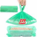 Litter Box Liners Compatible with Litter Maid/Nature's Miracle Waste Receptacles, Green Unscented 220 Refill Bags with Handles Use in Self-Cleaning Litter Box Waste Trays