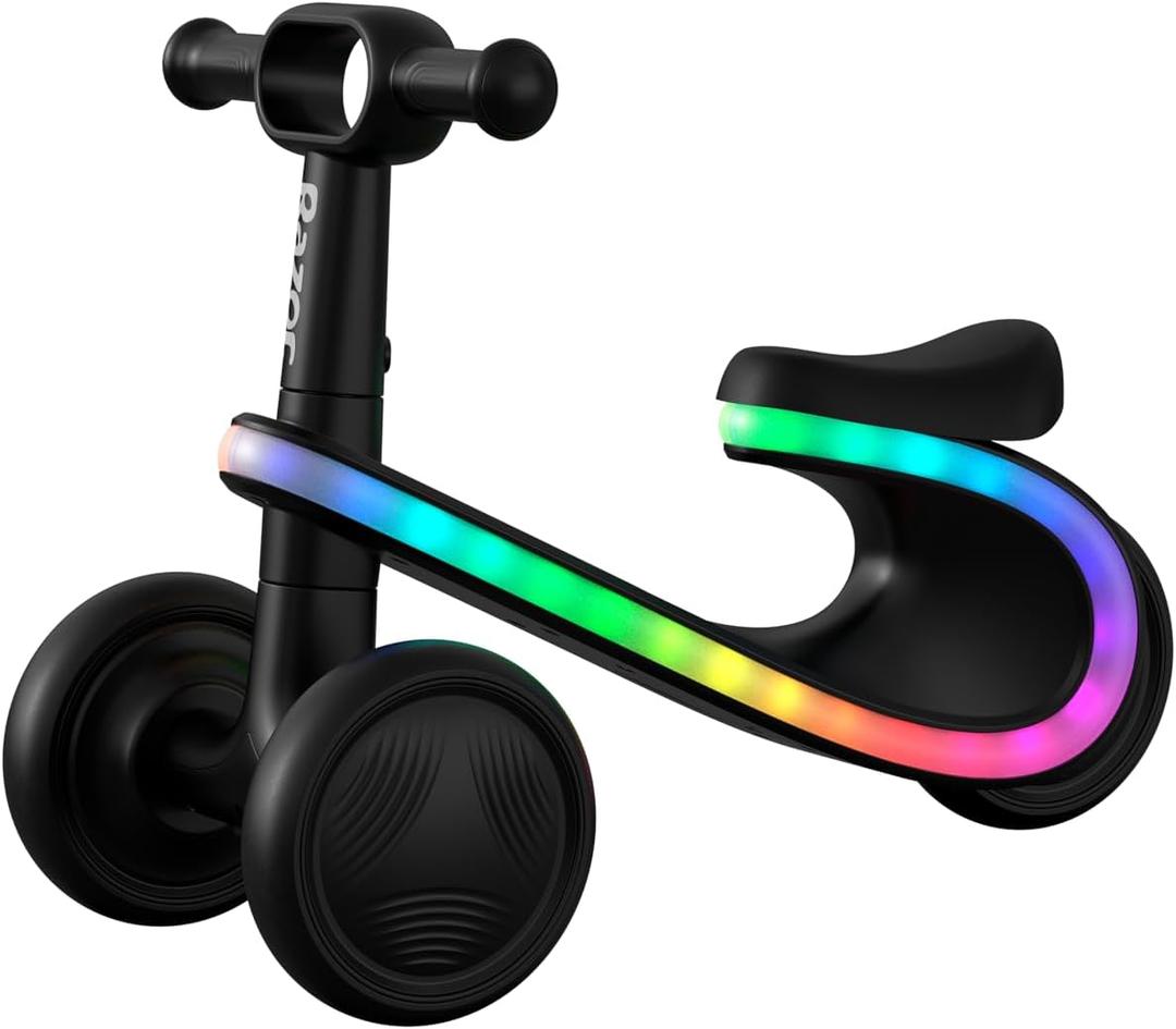 Razor Lightwave 3 Wheel Toddler Balance Bike, Seated Scooter, Multicolor LED Lights, Ages 12 to 30 Months, Tool Free Assembly