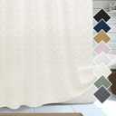 Lecloud Beige Fabric Shower Curtain 72 x 78 Inches, Boho Farmhouse Minimalist Jacquard Plaid Striped Tufted Textured Bathroom Shower Curtain Set for Hotel