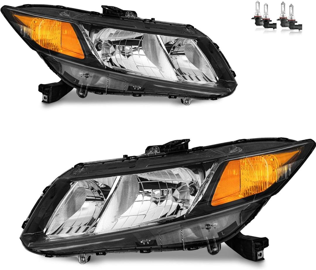 Headlights Assembly for 2012-2015 Honda Civic 4Dr Sedan, for 2012-2013 Honda Civic 2Dr CoupeHeadlamp Replacement Driver & Passenger Side