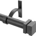Matte Black Curtain Rods 36-72" - Heavy Duty 1 Inch Diameter Single Rod, Adjustable Window Drapery Rod With Square Finial, Decorative