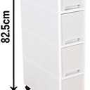 Narrow Slim Rolling Storage Cart and Organizer, 7.1 inches Kitchen Storage Cabinet Beside Fridge Small Plastic Rolling Shelf with Drawers for Bathroom