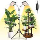 LBW Grow Lights for Indoor Plants, Full Spectrum Standing Plant Grow Light with 4/ 8/ 12H Timer, 6 Dimmable Levels, 68" Adjustable Tripod, Floor Grow Lamp for Large Indoor Plants, Dual Heads Plus
