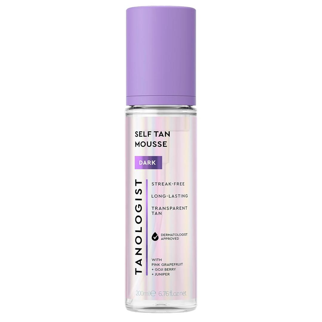 Tanologist Dark Self Tan Mousse, Clear Self-Tanning Mousse, Streak-Free, Natural Glow, No Fake Tan Smell Or Orange Tone, Long Lasting, Clean Ingredients, Vegan, 6.76 fl. oz/200 ml Bottle