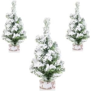 3 Pack Tabletop Mini Christmas Tree, 7.87" / 11.81" White Simulated Mini Christmas Tree Snow Miniature Pine Christmas Tree Perfect for Christmas Decorations, Home, Kitchen, Dining Table