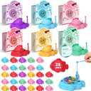 Valentines Day Gifts for Kids, 28Pcs Magnetic Fishing Game with Gift Cards Box, Wind-Up Fishing Toys with 360 Rotation for Girls Boys Ages 3-8 Valentines Party Favors Classroom School Exchange Prize