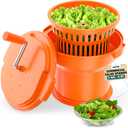 WantJoin Commercial Salad Spinner - 2 Gallon Salad Dryer w/Silicone Anti-slip Mat & Draining Hose, 8Qt Manual Salad Spinner for 3 Heads of Lettuce Spinner Large for Catering