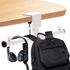 Heavy-Duty Bag Hook for Desk or Table - Alloy 80lbs Capacity Backpack Holder, Purse Hook for Table & Handbag Hanger, Space-Saving Organizer for Classroom, Dorm, Office Desk Accessories (White)