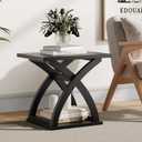 ChooChoo End Side Table, Modern End Table with Storage Shelf, X-Design Side Table Living Room (Black)