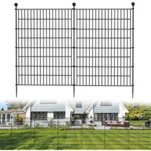 5 Panels No Dig Decorative Outdoor Garden Fence for Yard, 40 in(H) X 11.8 ft(L) Animal Barrier Fencing Rustproof Metal Wire Panel Border for Dog, Rabbits, and Patio Temporary Ground Stakes