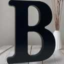 AOCEAN 12 inch Black Wood Letters Unfinished Wood Letters for Halloween Decorative Standing Letters Slices Sign Board Decoration for Craft Home Party Projects (B)