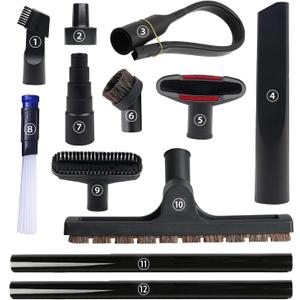 12 Pcs Universal Vacuum Attachments for Shop Vac Accessories, 1 1/4" to 2 1/2" Vacuum Cleaning Tools Kit, Dirt Remover for Home Air Vents Corner Pets Drawer Car Dusty Vacuum Brush Attachment