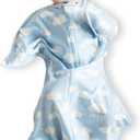 SleepingBaby Zipadee-Zip Transition Swaddle - Cozy Baby Swaddle Blanket with Zipper Convenience - Roomy Wearable Blanket for Easy Diaper Changes - Spring Showers Blue, Small (4-8 Month)