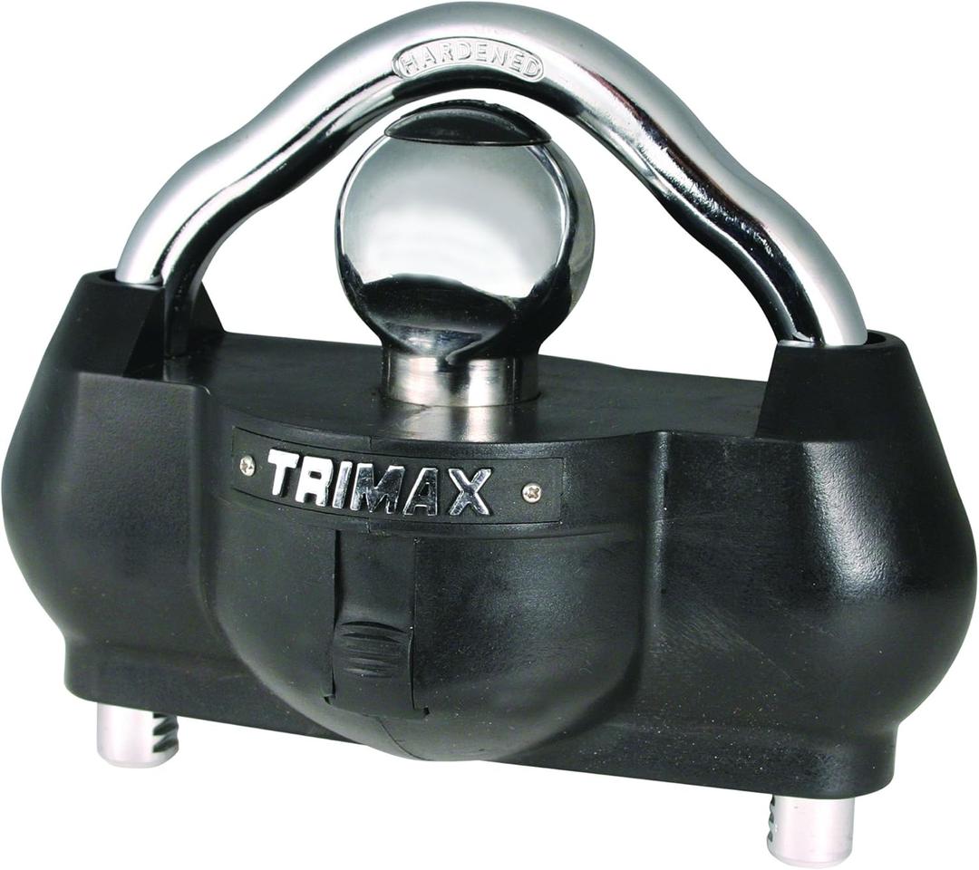 Trimax - UMAX 100 - Trailer Lock for Hitch, Dual Force Security - Trailer Hitch Lock for 1-7/8" - 2-5/16" Couplers, All Coupler Types Trimax - UMAX 100 - Trailer Lock for Hitch, Dual Force Security - Trailer Hitch Lock for 1-7/8" - 2-5/16" Couplers, All Coupler Types