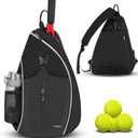 Ytonet Tennis Bag, Tennis Sling Backpack Crossbody Water Resistant for Men Women, Compatible for Pickleball Badminton Rackets (Large, Black)