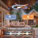 Outdoor Ceiling Fan with Lights, 48 Inch Plug in Gazebo Fans with Remote APP Control, Quiet DC Motor, Dimmable 3CCT, Waterproof Hanging Fans for Covered Patios, Porch, Wood Color