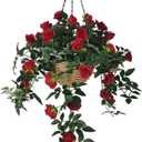 365 Blooming Decor Artificial Hanging Red Rose 31.5" x 24" Faux Hanging Flower with Durable Plastic Wicker Style Basket,Realistic,Weather-Resistant for Outdoor & Indoor Porch, Patio, Garden Decor
