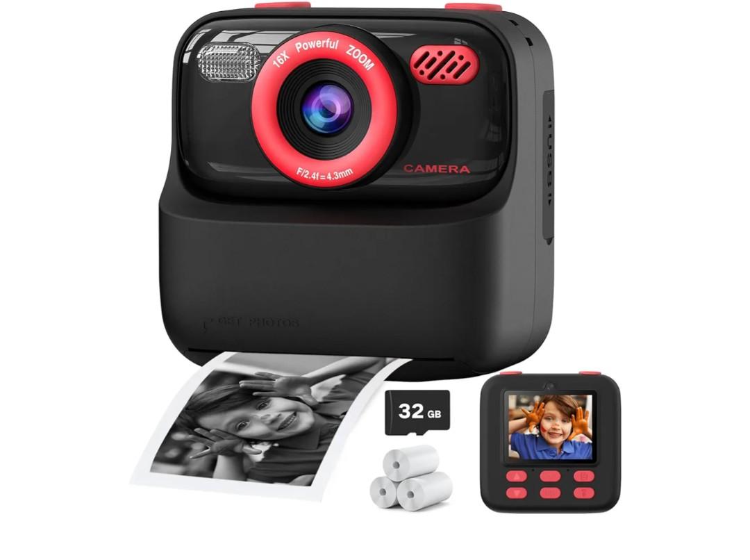 Kids Instant Digital Cameras for Boys and Girls, 1080P HD Dual-Lens Selfie Digital Camera with Print Paper & 32G Card, Christmas Birthday Gifts Toys for Toddler and Teenagers Age 3-16 Years Old