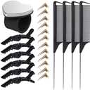 23 Pieces Hair Parting Tools Set, Magnetic Wrist Pin Holder for Braiding, Sectioning Clips, Rat Tail Combs, Hair Parting Rings