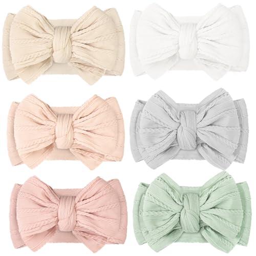 Yxiang 6PCS Super Stretchy Soft Baby Headband,Cute Big Bows Head Wrap Nylon Headband for Baby Girls Newborn Infant Toddlers