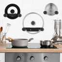 YONGAIJIA New Upgrade 4 Pack Adjustable Pot Lid Holder, Lid Organizer Fits 6" to 14" Lids, with Screw Hole Position and Sticky Wall Mounted Lid Storage Kitchen Cabinets, Cabinet Doors (Black)