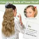KooKaStyle Invisible Wire Hair Extensions with Transparent Headband Adjustable Size 4 Secure Clips Long Wavy Secret Wire Hairpiece 20 Inch Honey Blonde for Women