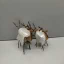 MCEAST 4 Pieces Reindeer Tealight Candle Holders Standing Iron Metal Christmas Decorations with 4 Sizes Xmas Glass Votive Holders with Pine Cones Christmas Tabletop Centerpiece, Holiday Decoration