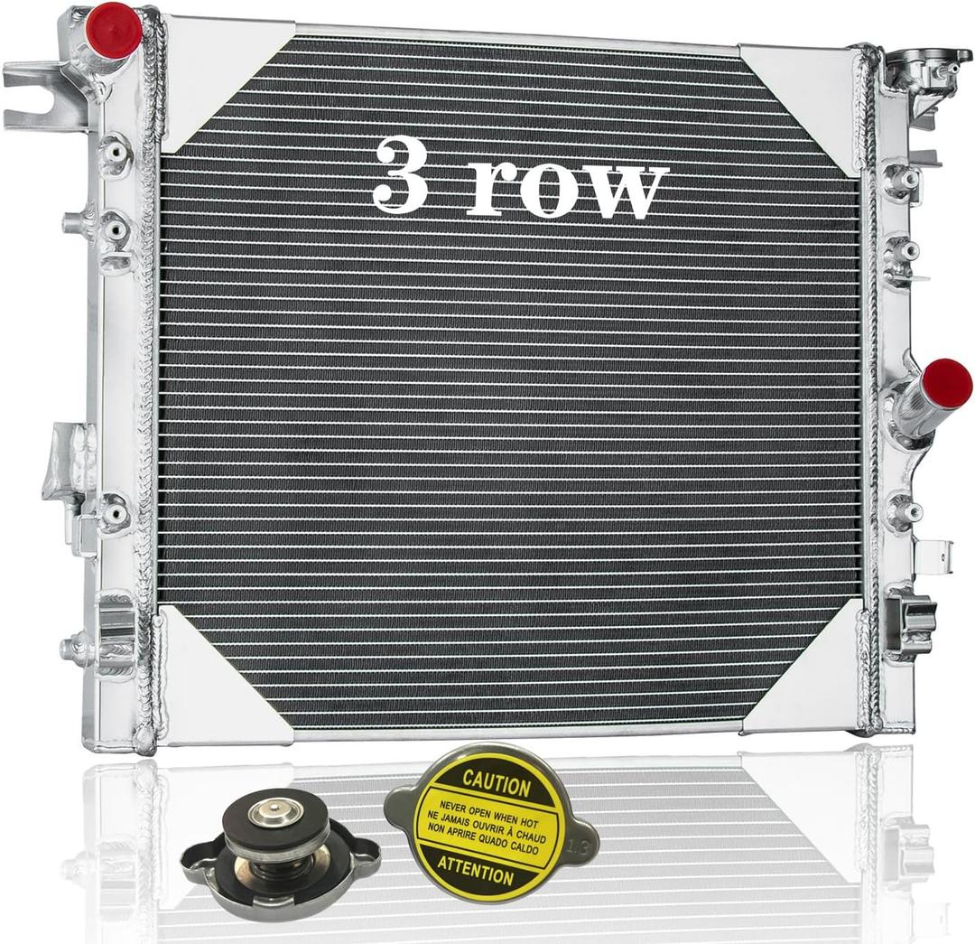 3-Row Aluminum Radiator for 2007-2017 Jeep Wrangler 3.6L/3.8L V6 Direct Replacement for 2008, 2009-2013,2014-2016