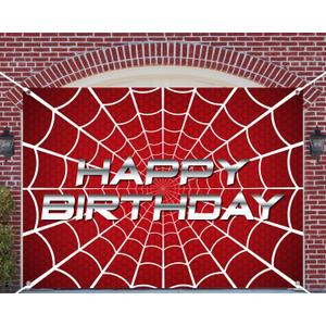 HunnmingRe 7 x 5 ft Happy Birthday Spider Web Backdrop Party Decoration Supplies Theme Banner Backdrop Decor for Birthday Party Photography Background Photo Props
