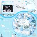 Baby It's Cold Outside Baby Shower Decorations, Blue Winter Snowflake Baby Shower Party Supplies Boy, Winter Wonderland Little Snowflake Is On The Way Balloon Garland Boxe Sash Baby Boy Shower Kit