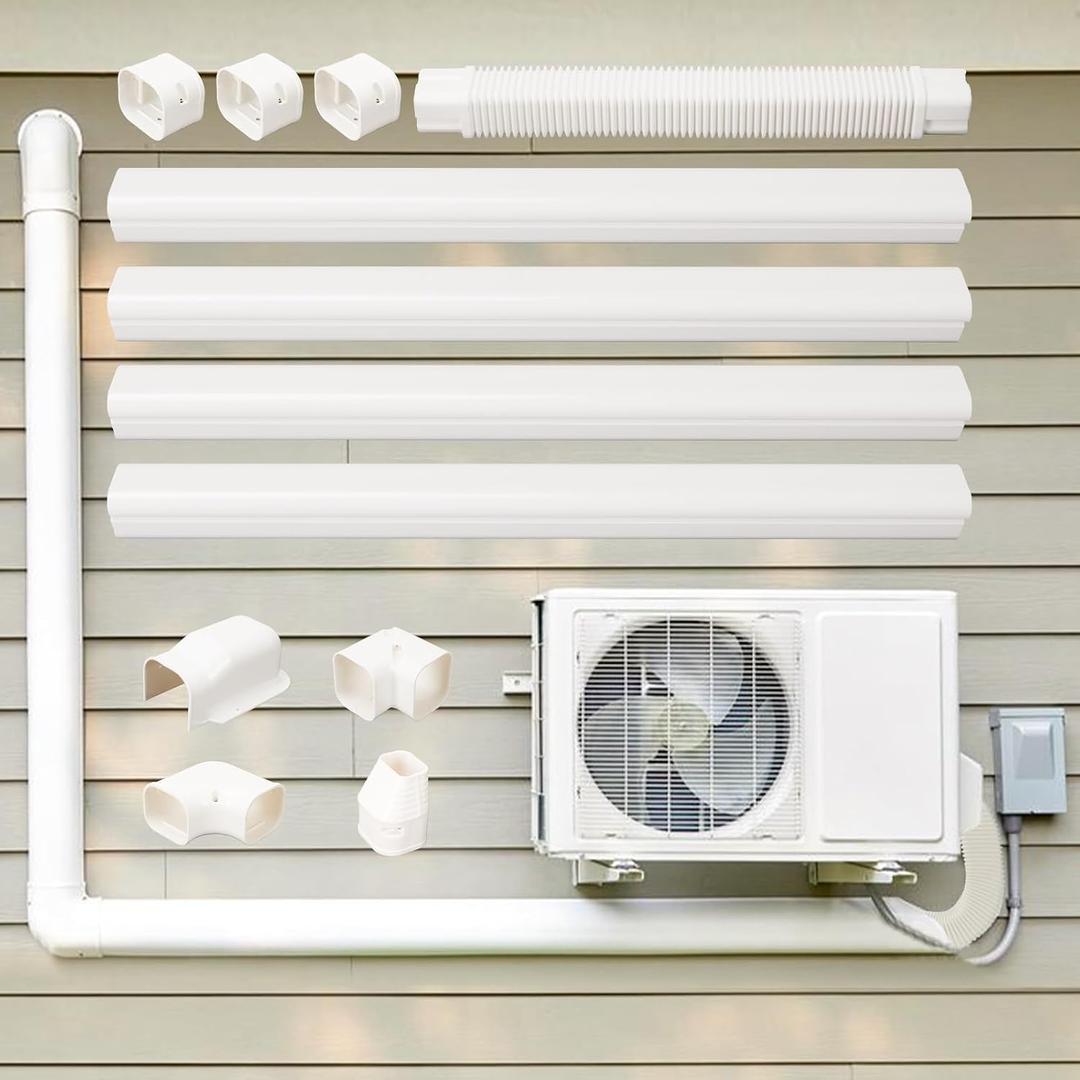 3" W 15.5Ft L Mini Split Line Set Cover Kit AC Lineset Covers for Outside | with Screws, Applicable to Most AC Line Set, Paintable, Decorative, Easy Installation, Heat Resistant, Premium ABS Material