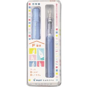 Pilot Fountain Pen Kakuno Family Series Kakuno Papa Clear Blue Fine Point Black Ink FKA-1SR-KPL-F With Kanji LOVE Sticker, 5.15 x 0.59 x 078 in