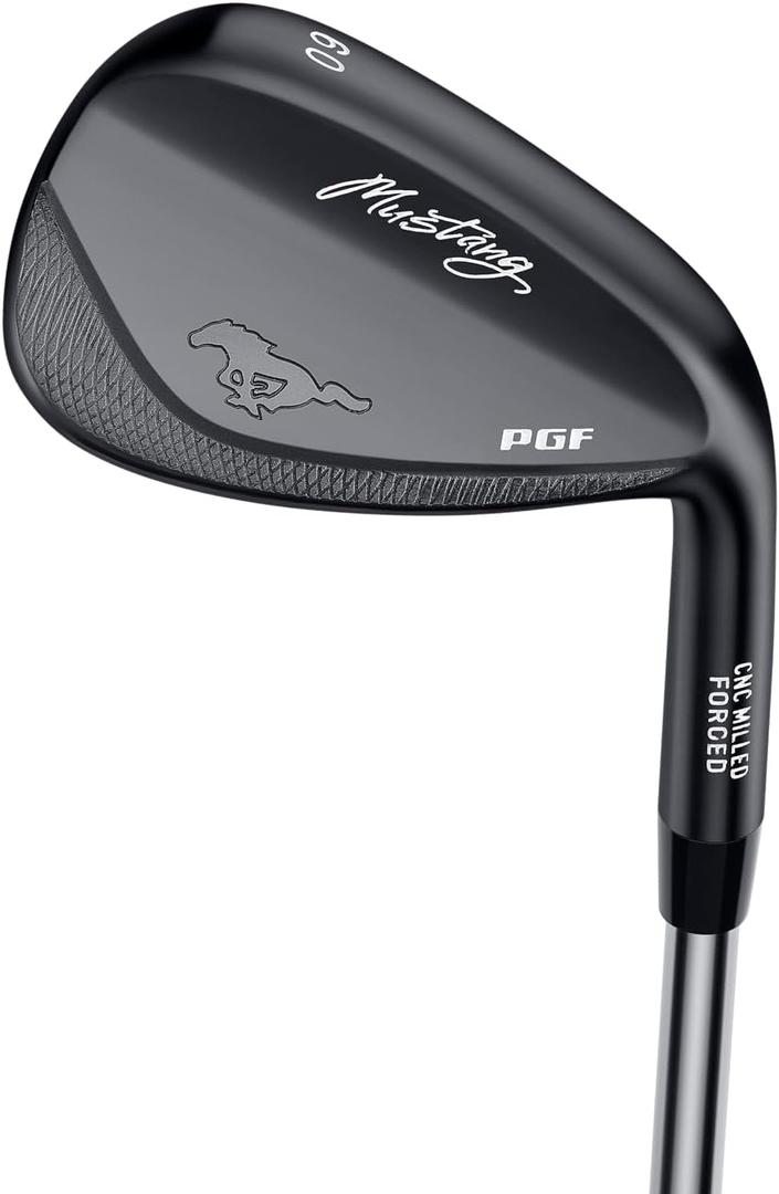 PGF Golf Mustang Forged High Toe Golf Sand Wedge Set for Men[52 Degree/RH/Black]