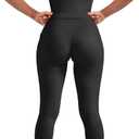 SUUKSESS Women 2 Piece Workout Sets Compression Tummy Control Leggings with Pockets Halter Built in Bra Tank Tops (Black, L)