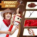 Xtinmee 36 Pcs Cowboy Party Costume Set, Cowboy Hats Paisley Bandanas Inflatable Stick Horses Kids Party Supplies