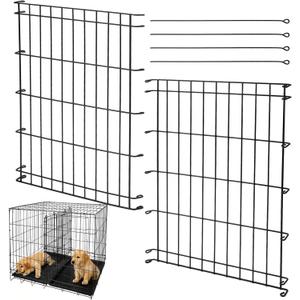 Dog Crate Divider Panel 2-Pack, 20.5" H Adjustable Kennel Divider | Adjusts 15.7"-30.7" W, fits 30"-36" wire cages for puppy potty training & anxiety relief, Durable rust-resistant metal design