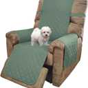 U-NICE HOME Recliner Chair Covers Reversible Quilted Water Repellent Pet Protectors with Elastic Straps (23''Recliner Small, Greyish Green/Taupe)