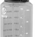 Takeya Tritan Motivational Water Bottle with Flip Straw Lid - Durable, BPA-Free - With Time Marker - Leakproof & Bumper - 64 oz, Stormy Black