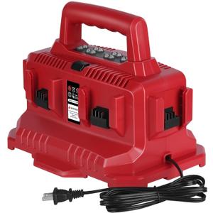 JYJZPB 6-Port Charging Station Compatible for M 18 Milwaukee 18V Battery Suitable for Milwaukee Battery 14.4V-18V 48-11-1850 11-1840 11-1815 11-1828 11-1860, Sequential Charger, LED Indicator