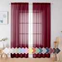 Simplebrand Red Sheer Curtains 84 Inches Long, Light Filtering Rod Pocket Solid Color Window Sheer Curtain Panels, Elegant Curtains & Drapes for Living Room, Bedroom 2 Panels (Burgundy, 42" W x 84" L)