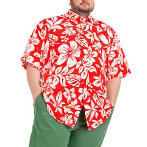 BRISIRA Big and Tall Hawaiian Shirts for Men Button Down Short Sleeves Beach Tropical Shirt (Red, XXL)