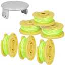 Generep Weed Wacker String Trimmer Twisted Line Replacement for Ryobi 18v, 24v, and 40v Cordless Trimmers, 6 Spool, 1 Cap