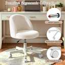 WAYTRIM White Vanity Chair, Girls Desk Chair, Vanity Stool with Back, Rolling Chair, 21.9"D x 21.9"W x 32"H