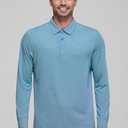 Mens Golf Shirts Long Sleeve Moisture Wicking Collared Work Business Casual Tennis Polo Shirts for Men (Blue, XXL)