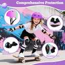 Kids Bike Helmet Set Adjustable for Children, Boys, Girls and Teenagers Aged 3-14 Years Includes Elbow, Knee, Wrist Guards Children's Helmet Protection Set for Bikes SkateboardsRollerskates, Medium: 20.47"-22.83" / 8-14 year
