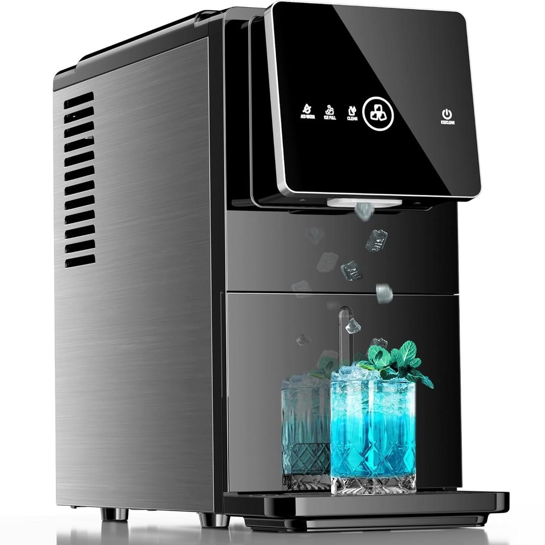 Kismile Countertop Nugget Ice Maker, 33LBS/24H, Soft Chewable Ice, One-Click, One-Touch Automatic Ice Dispensing, Self-Cleaning, 1.8L Removable Water Tank, Ideal for Home/Kitchen/Bar/Office