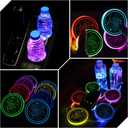 2Pcs LED Car Cup Holder Lights, 7 Colors Light Up Cup Coasters, USB Rechargeable Interior Lighting Accessories for Car Truck Vehicle Decoration