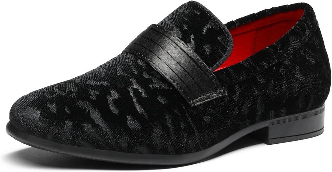 Bruno Marc Boys Dress Shoes Slip-on Loafers Formal Tuxedo Shoes, Size 1 Little Kid, Black