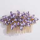 Sparkling Rhinestone Hair Comb Teardrop Rhinestone Wedding Headpiece Handmade Crystal Hair Side Comb Bridal Hair Accessory for Women (light purple)